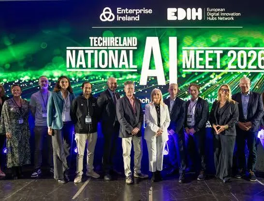 Participants on stage at the TechIreland National AI Meet 2026